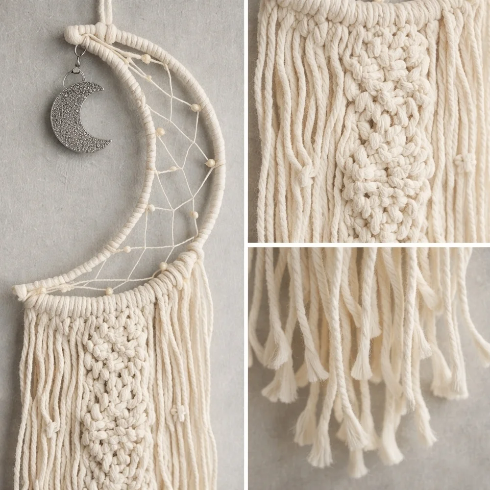 Macrame Moon Dreamcatcher Wall Hanging Boho Bedroom Nursery Decor 38